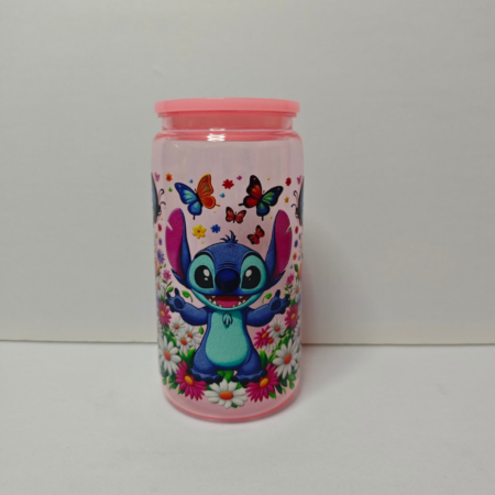 Πλαστικό Ποτήρι με Stitch Σχέδιο και Πεταλούδες